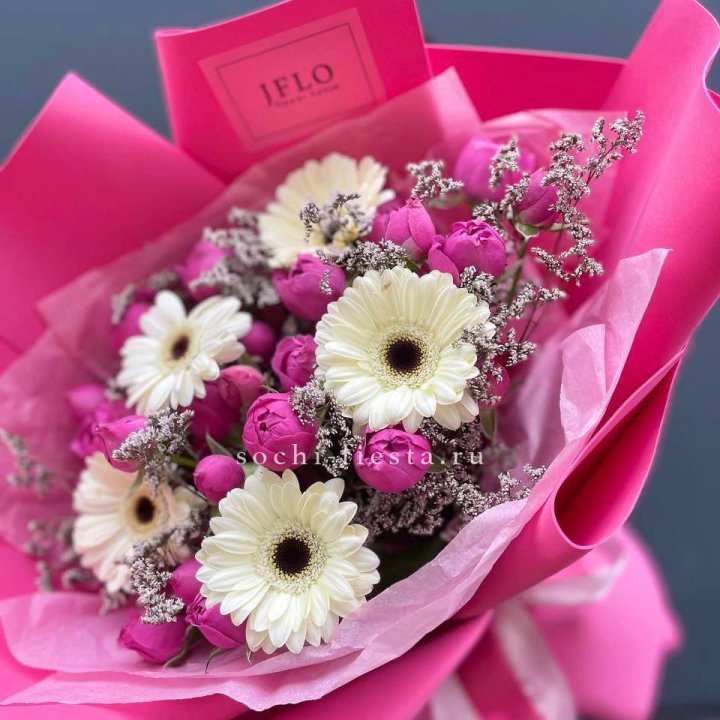 Букет гербер и мисти бабблс  в Вологде