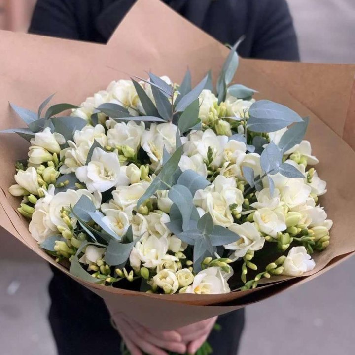 51 фрезия с эвкалиптом в Вологде