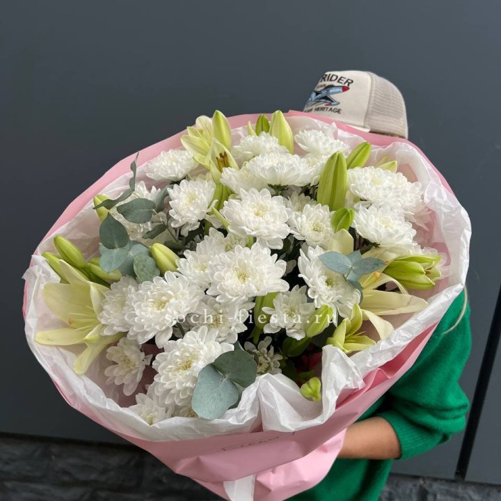  Букет  хризантемы и лилии в Вологде