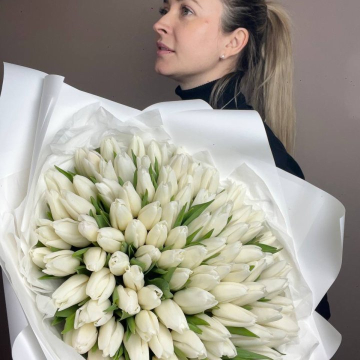 101 белый тюльпан №2 в Вологде