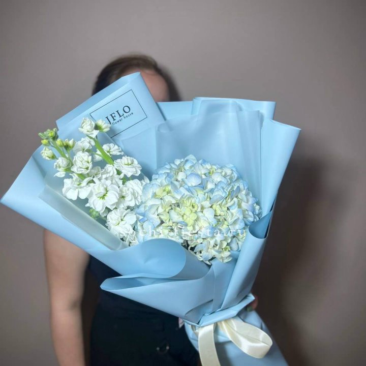 Гортензия голубая с маттиолой в Вологде