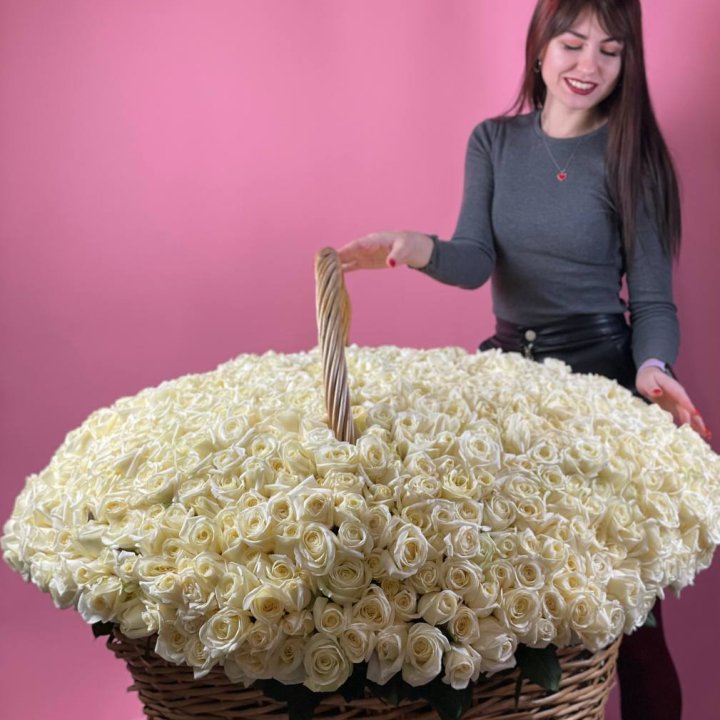 1001 белая роза в Вологде