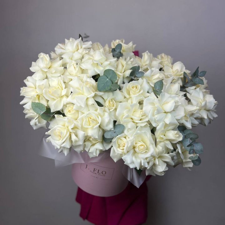 37 белых роз в боксе в Вологде