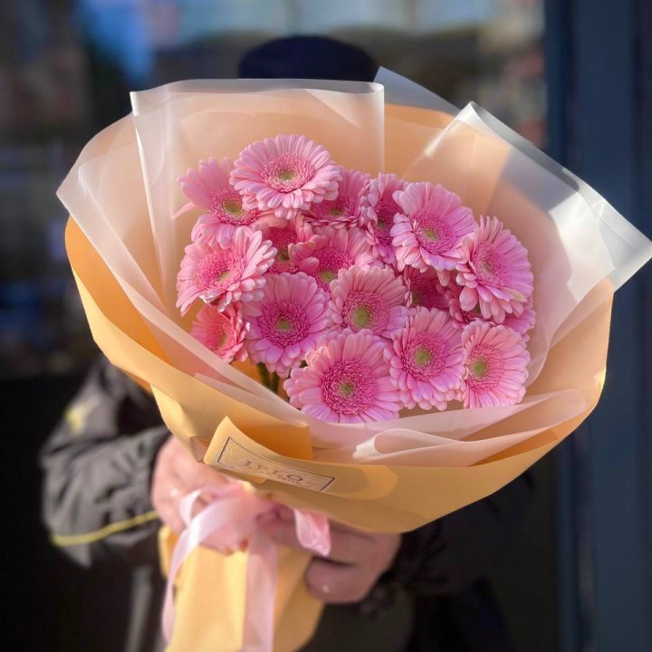 17 розовых гербер  в Вологде