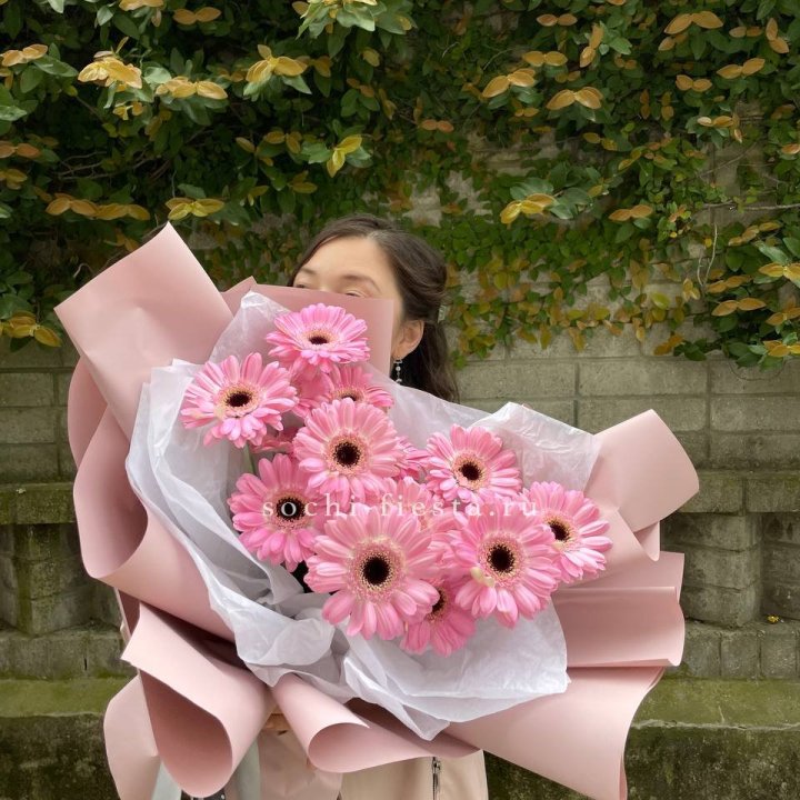 13 розовых гербер в Вологде