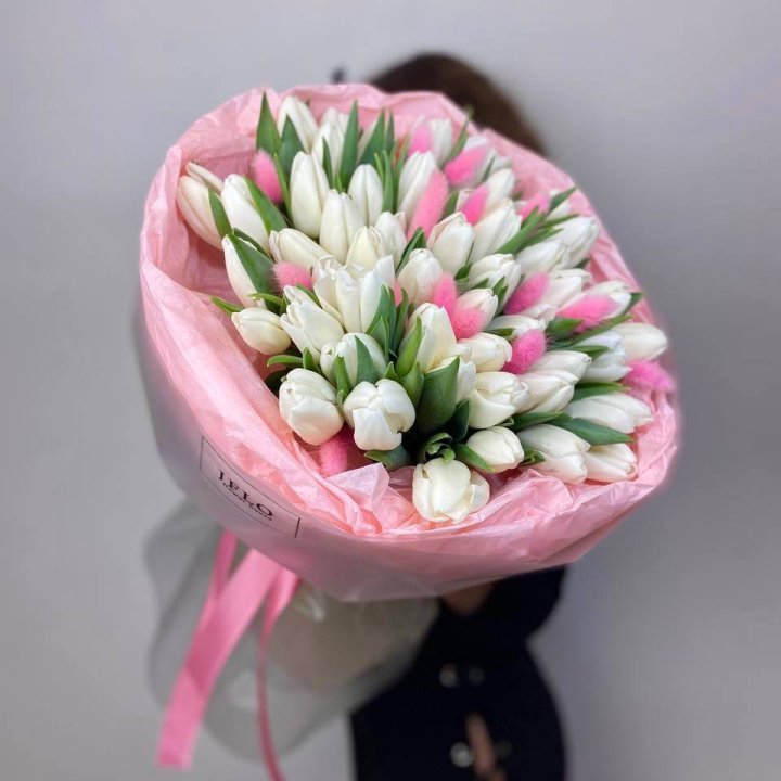 51 белый тюльпан "Рози" в Вологде