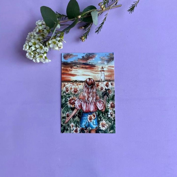 Открытка к букету "Подсолнух" в Вологде