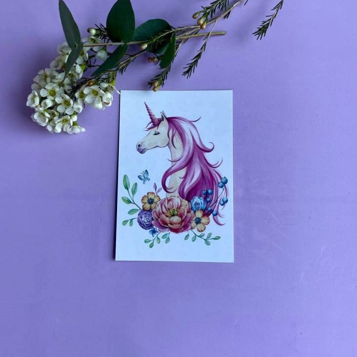 Открытка к букету "Единорог" в Вологде