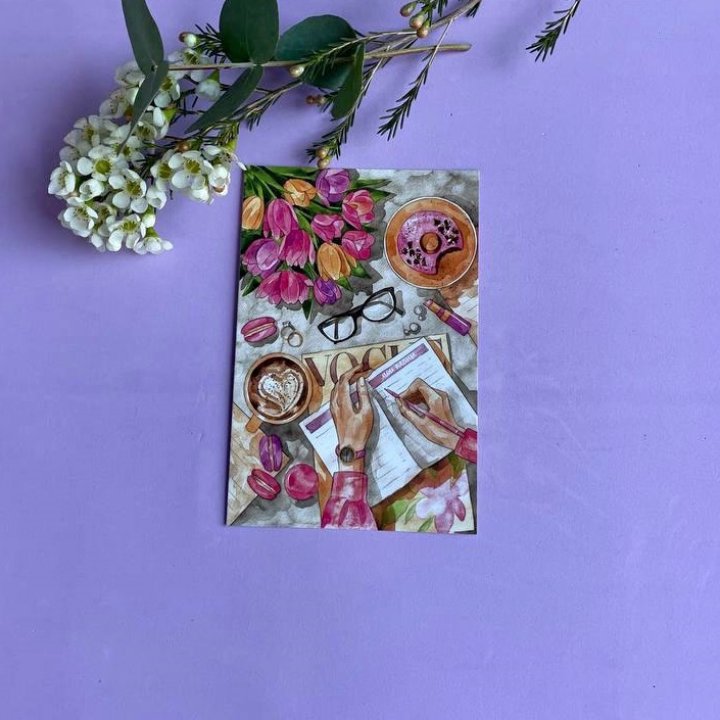 Открытка к букету "Леди на работе" в Вологде