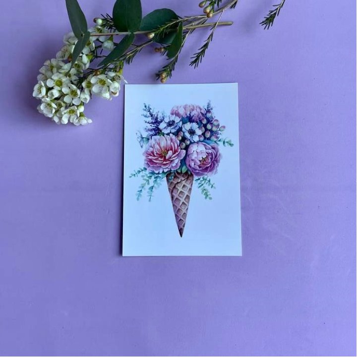 Открытка к букету "Цветочно-кремовый" в Вологде