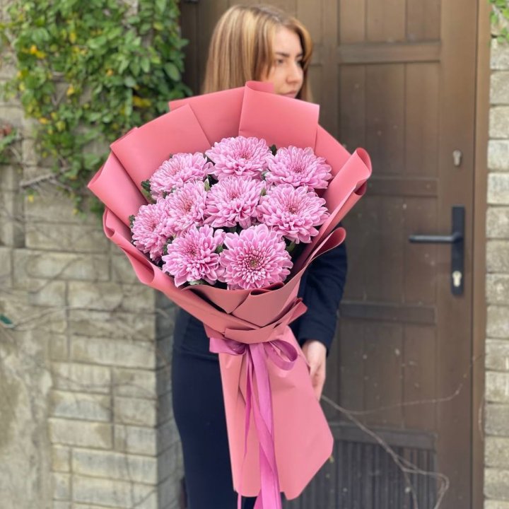 Букет хризантем розовый в Вологде