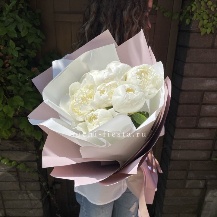 9 белоснежных пионов в Вологде