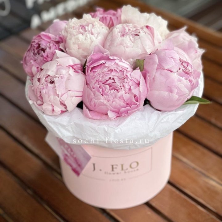 Цилиндр с пионами "Лилу" в Вологде