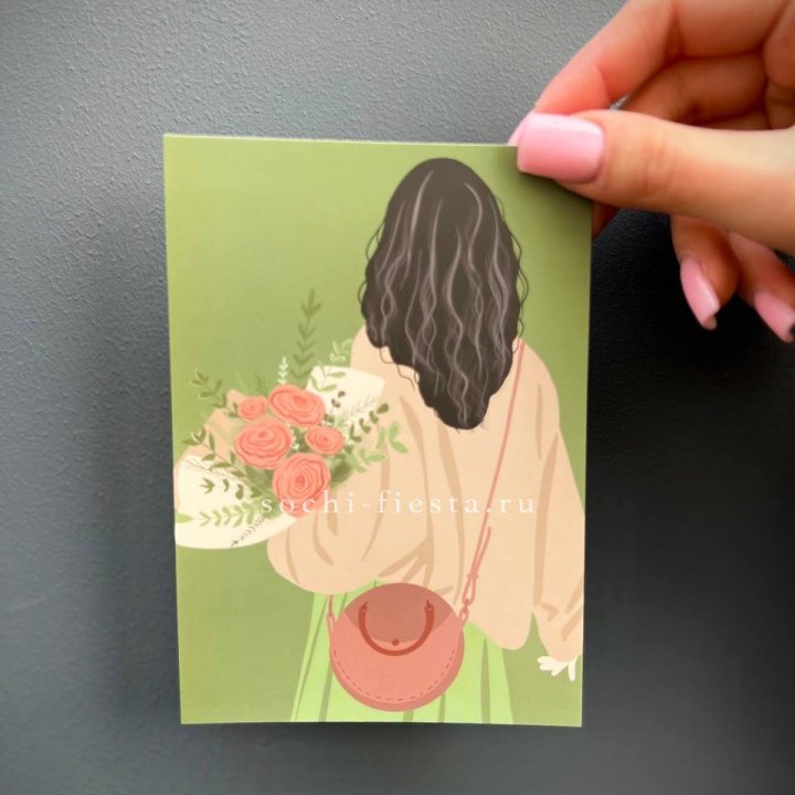 Открытка к букету "Потрясающая девушка" в Вологде