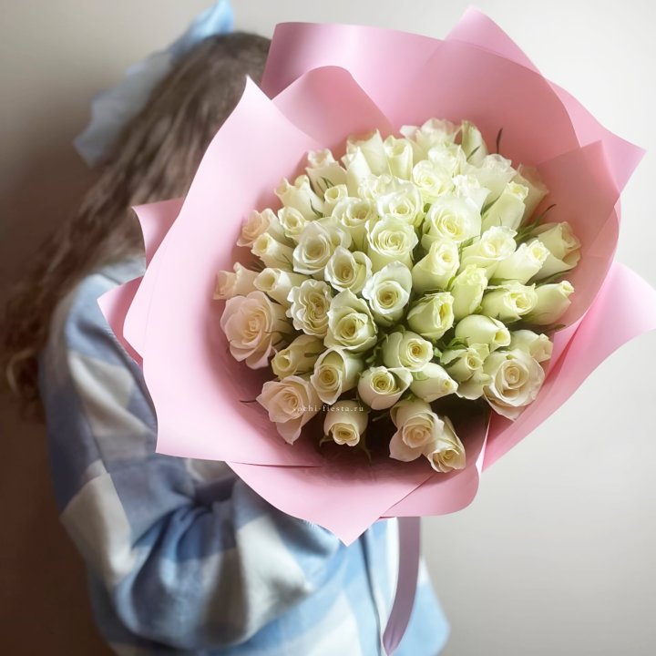 Букет из 51 белой розы (Кения) в Вологде
