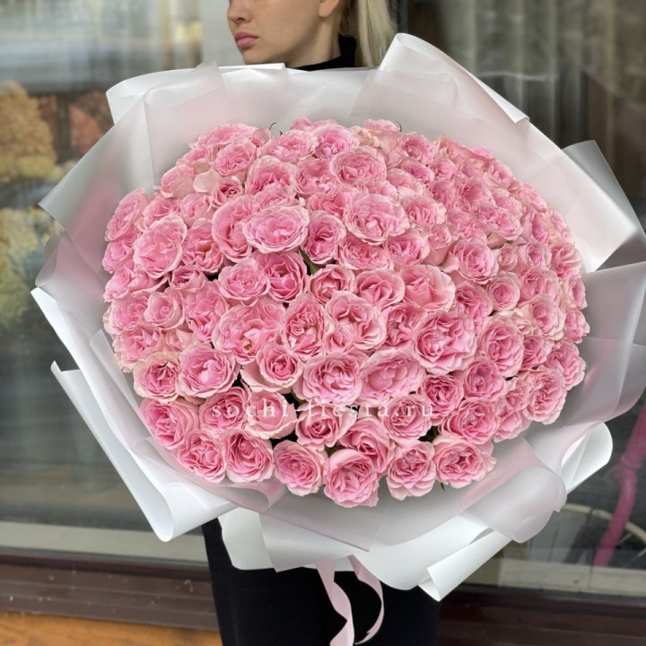 101 нежно-розовая роза в Вологде