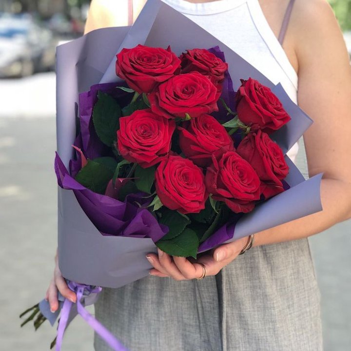 9  красных роз №1 в Вологде