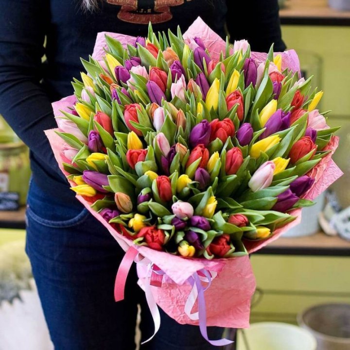 101 тюльпан "Джуси" в Вологде